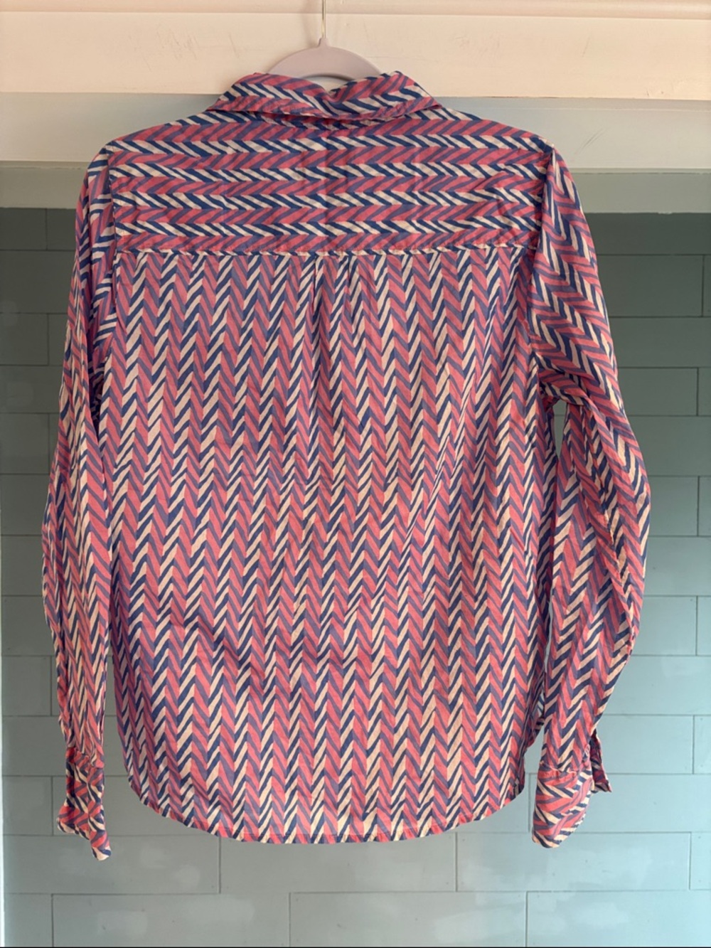 J. Crew Pink & Blue Chevron Button-Down Shirt - Picture 7 of 7